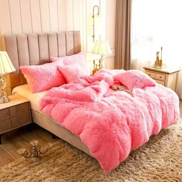 Queen Comfy Plush Shaggy Duvet Cover Set Luxury Super Soft Velvet Bedding &Shams - Picture 7 of 8